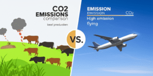 CO2: Fleisch vs. Fliegen – Was verursacht mehr Emissionen?