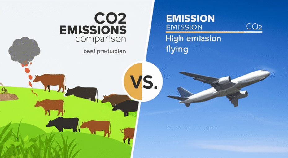co2 fleisch vs fliegen